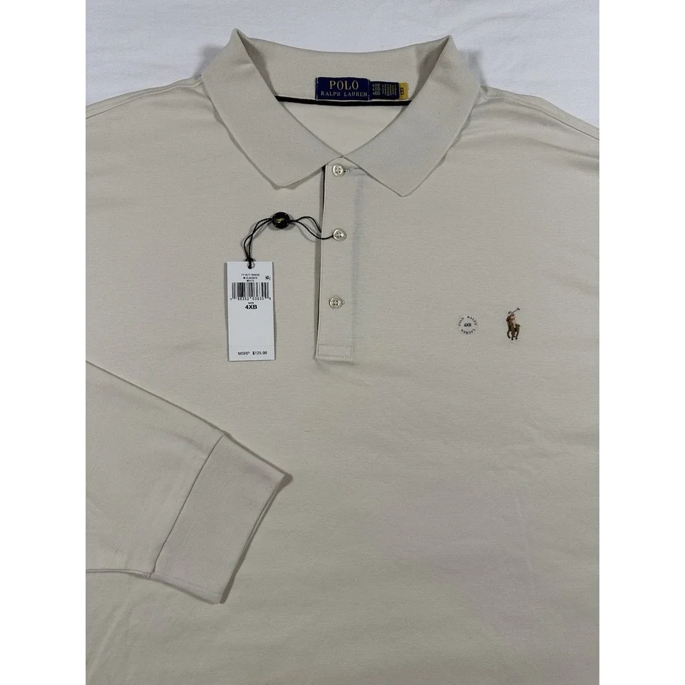 Polo Ralph Lauren White Polo Shirt Soft‎ Touch Long Sleeve Men's 4XB NWT
